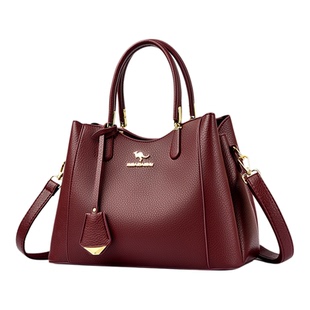 袋鼠正品女士手提包2026新款真皮妈妈包百搭时尚斜挎大容量牛皮包