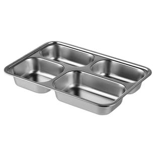 不锈钢学生餐盘幼儿园童餐具304分格盘中式五格带盖员工加厚饭盒