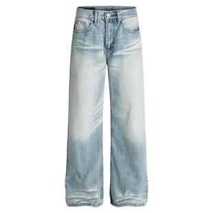 布老哥Blog美式复古水洗猫须牛仔裤宽松通勤百搭直筒长裤子K770