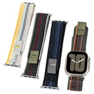 适用applewatchS11/10野径回环表带苹果手表ultra尼龙回环式iwatch9/8/7/6新款魔术贴户外运动编织腕带SE男女