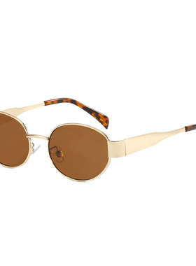 弗瑞姆金色金属椭圆猫眼墨镜