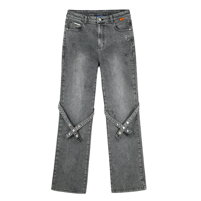 iconslab绑带设计显瘦牛仔裤