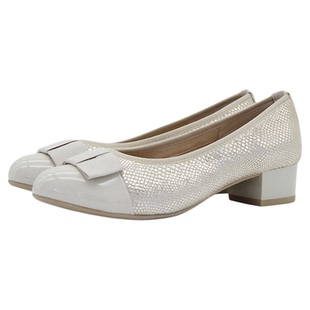 德国CAPRICE凯蝴蝶春夏舒适牛皮蝴蝶结宽版通勤鞋中跟单鞋22345