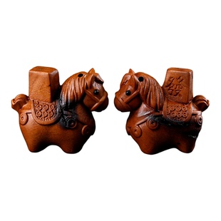 天然雷击枣木雕刻生肖马diy挂件钥匙包挂小摆件马上发财饰品配件