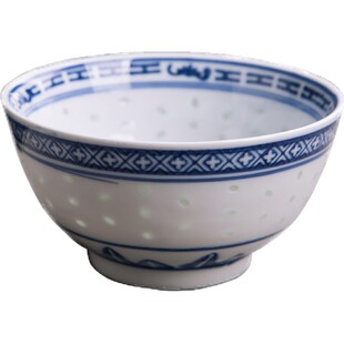 景德镇老式青花玲珑陶瓷米粒碗家用怀旧吃饭碗面碗商用定制甜品碗