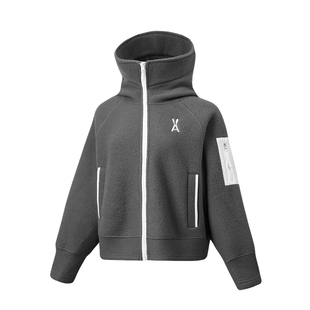 【限时直降】安欧兔真羊毛飞行员夹克女连帽高领保暖户外开衫外套