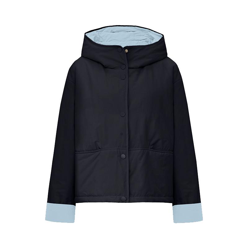 休闲减龄撞色连帽夹棉面包服