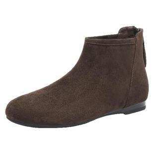 达芙妮短靴女2025新款加绒瘦瘦靴冬季低跟羊皮法式小踝靴平底女靴