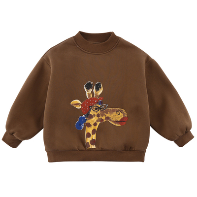 男女童加绒厚宽松半高领卫衣