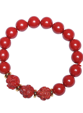 普陀山朱砂三合生肖手链男女款