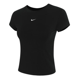 Nike耐克女短袖夏季刺绣LOGO圆领透气高腰半袖运动T恤FV5509-010
