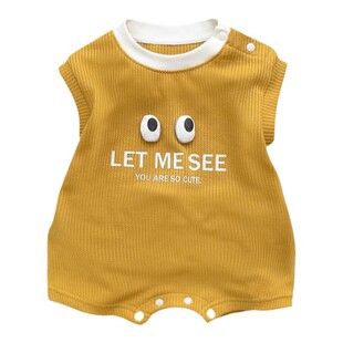 婴儿连体衣夏季薄款多巴胺男宝宝衣服夏装小月龄幼儿外出满月穿搭