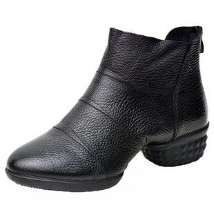 意中飞舞蹈鞋成人秋冬季爵士跳舞鞋真皮软底水兵舞广场舞鞋子女鞋