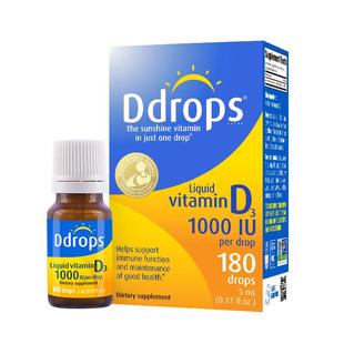 Ddrops滴卓思维生素d3成人滴剂女性孕前vd3阳光滴进口维d1000iu