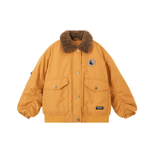 布丁哈鲁童装冬装女童上衣2026秋冬新款儿童学院风翻领棉衣外套