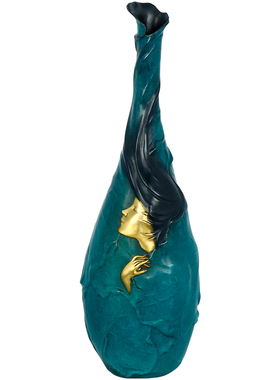 全黄铜新中式干青花手绘铜瓶摆件