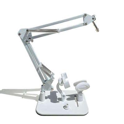 新款金属话筒麦克风支架架子夹子托架底座话筒桌面台式升降白色