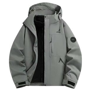 【山岩】Jeep吉普户外冲锋衣外套男保暖摇粒绒三合一内胆羽绒服女