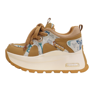 复古8CM松糕厚底德训鞋女2026春秋新款休闲时尚小个子内增高女鞋