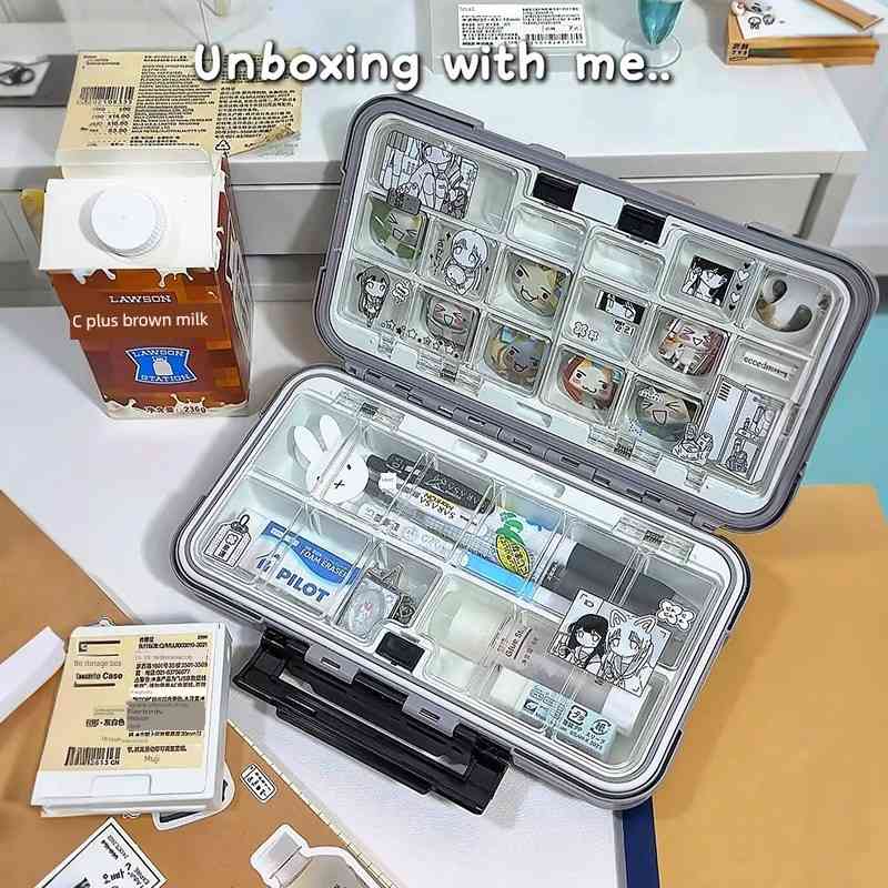 ins风高级笔盒桌面收纳盒高颜值大容量痛包笔盒桌面吧唧笔袋新款