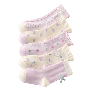 女童袜子秋冬新款儿童纯棉花边公主袜中大童女孩冬季宝宝毛圈棉袜