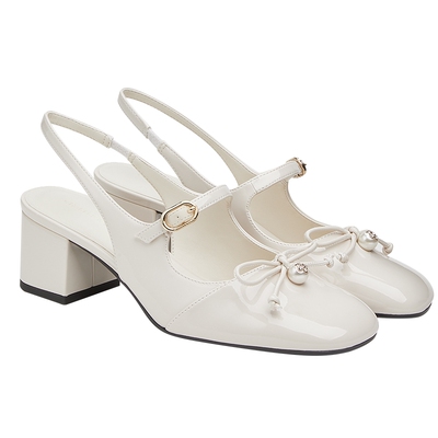 CHARLES&KEITH春季女鞋CK1-60361558蝴蝶结粗跟凉鞋玛丽珍鞋