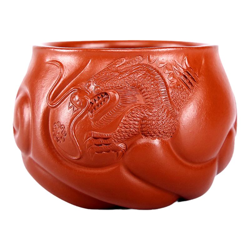 精品名家吴建立原矿鱼化龙口杯