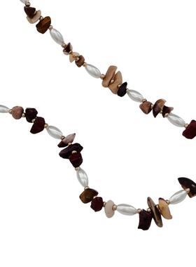 新中式木制石头串珠珍珠锁骨项链