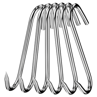 S型腊肉挂钩不锈钢晾晒猪肉钩子烤鸭香肠专用实心加粗大号尖头S勾