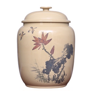 建水紫陶白泥亮光茶叶罐12饼茶缸