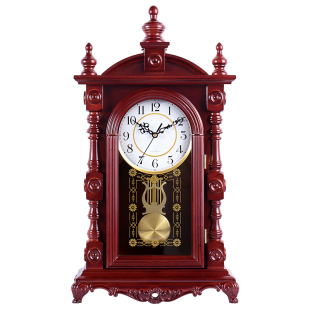 欧式复古台钟座钟客厅实木摆放坐钟表家用台式石英钟摆座钟HD276