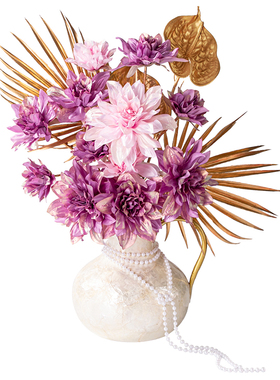 2026新年装饰品乔迁新居年宵花仿真花束玄关客厅天然贝壳花瓶摆件