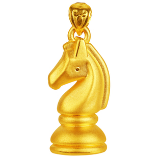 黄金国际象棋骑士马吊坠马年生肖一骑制胜马头项链礼物男女本命礼