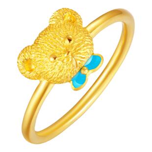 justgold镇金店partyfun英式熊王子黄金足金戒指1726931Y