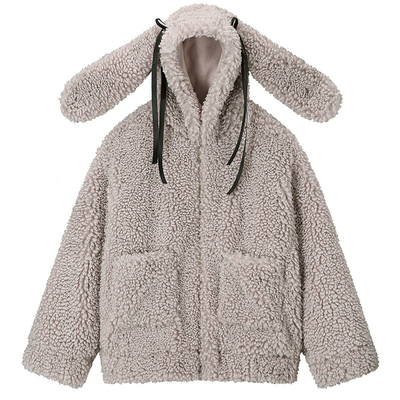 CLUT STUDIO 25冬新款可爱兔耳朵仿泰迪熊毛茸茸外套韩国代购