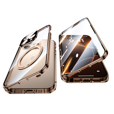 适用苹果16promax手机壳新款旋转磁吸支架iphone16pro透明男女plus镜头双面全包16超薄防摔MagSafe高级感por