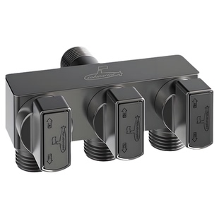 潜水艇一进三出球阀枪灰大流量三角阀分水器黄铜洗衣机龙头四通阀