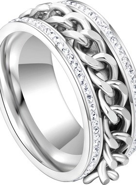 街潮聚利时钛钢可转圈情侣戒指