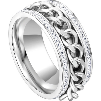 街潮聚利时钛钢可转圈情侣戒指