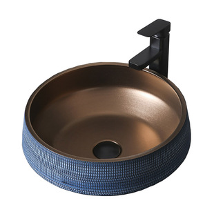 轻奢风台上盆金属釉陶瓷洗脸盆蓝色家用卫浴洗手盆户外阳台洗漱盆