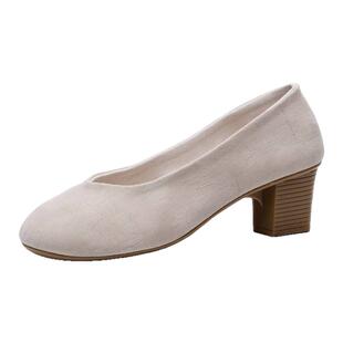 素版净面春秋配旗袍鞋女高跟复古老北京布鞋女茶艺师古风汉服鞋子