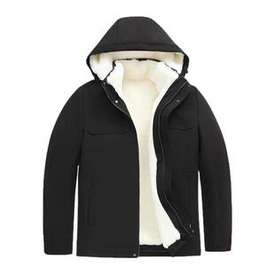 羊皮毛袄男皮毛一体中老年可拆卸真皮连帽上衣羊毛内胆加厚防寒棉