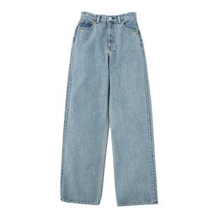 MOUSSY 复古通勤风蓝色经典阔腿水洗休闲直筒牛仔裤010HAA11-4131
