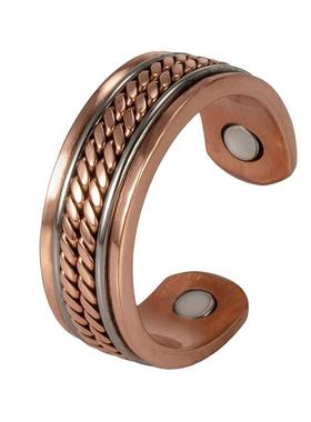 新款纯红铜男士戒指实心铜指环紫铜戒子磁疗缓解疲劳饰品送男友