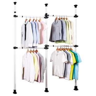 顶天立地衣架置衣架落地晾衣架钢管卧室简易衣柜开放式创意衣帽架