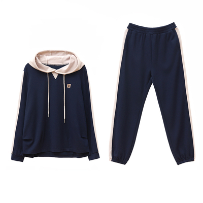 秋棉质运动卫衣套装女大码连帽衫