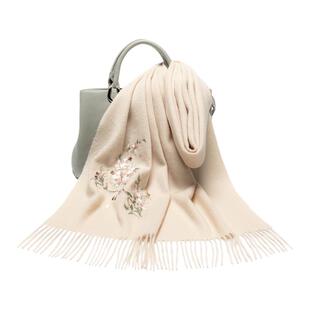 上海故事高档刺绣羊毛围巾女冬季新款旗袍披肩外搭保暖围脖礼盒装