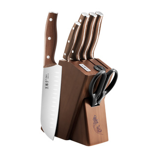 王麻子刀具套装厨房菜板砧板二合一家用菜刀厨具组合全套专业厨刀