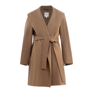 HONRN/红人系带收腰双面山羊绒羊毛呢子大衣外套女秋冬HI55OD930