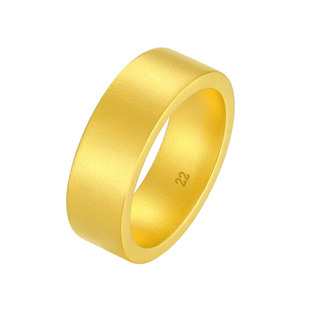 【高端定制】周大生实心古法足金磨砂素圈黄金戒指男女同款可刻字